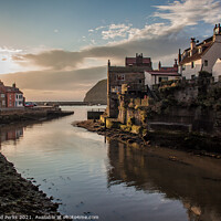 Buy canvas prints of Serene Sunrise over Staithes Cove by Richard Perks