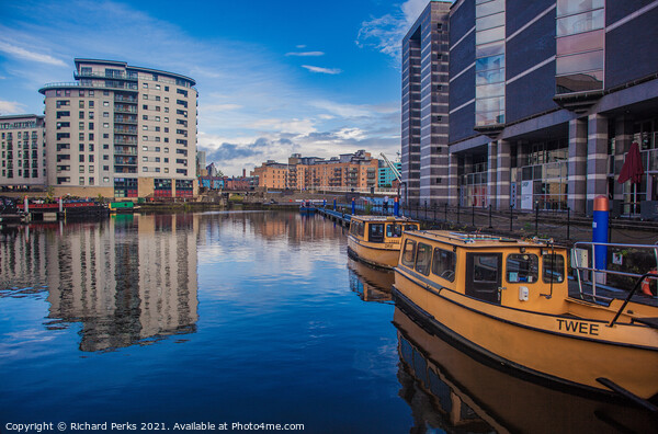 Leeds city centre docklands Taxi boats  Picture Board by Richard Perks
