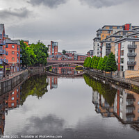 Buy canvas prints of River Aire Leeds City centre reflections by Richard Perks