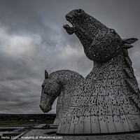 Buy canvas prints of Storm clouds over the Kelpies by Richard Perks