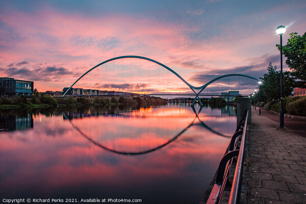 Daybreak over the Tees and Infinity Bridge Picture Board by Richard Perks