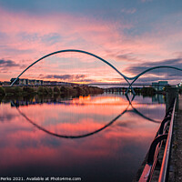 Buy canvas prints of Daybreak over the Tees and Infinity Bridge by Richard Perks