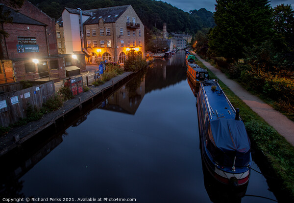 Evening on the Rochdale Canal at Hebden Bridge Picture Board by Richard Perks