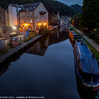 Buy canvas prints of Evening on the Rochdale Canal at Hebden Bridge by Richard Perks