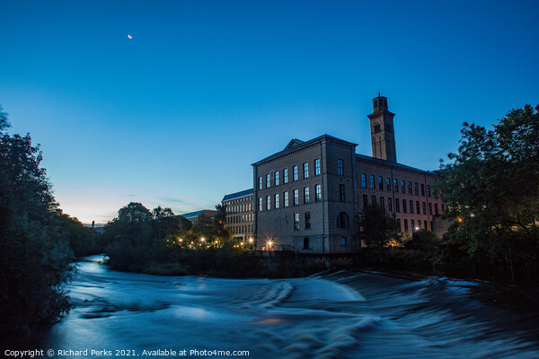Salts Mill- Saltaire in the Moonlight Picture Board by Richard Perks