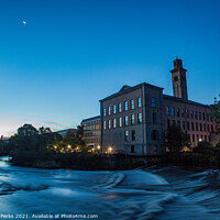 Buy canvas prints of Salts Mill- Saltaire in the Moonlight by Richard Perks