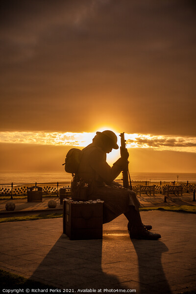 Tommy statue at Sunrise Picture Board by Richard Perks