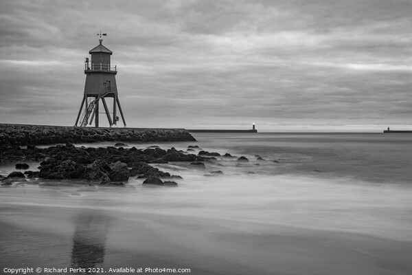 South Shields Lighthouses Picture Board by Richard Perks