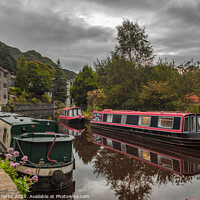 Buy canvas prints of Autumnal Days on the Canal - Hebden Bridge by Richard Perks