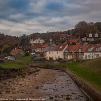 Buy canvas prints of Sandsend houses in Autumn by Richard Perks
