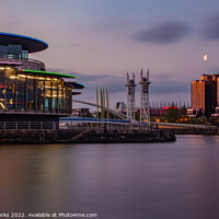 Buy canvas prints of Old Trafford, The Quays and the Moon by Richard Perks