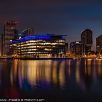 Buy canvas prints of Salford Quay Night Reflections by Richard Perks