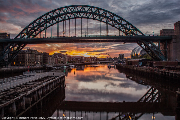 Sunrise over the Tyne Picture Board by Richard Perks