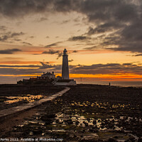 Buy canvas prints of Dusk over St Mary`s lighthouse - Whitley Bay by Richard Perks