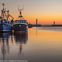 Buy canvas prints of Fishing Boats in Whitby Harbour by Richard Perks