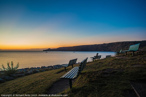 Cliff top Benches at Runswick Bay Picture Board by Richard Perks