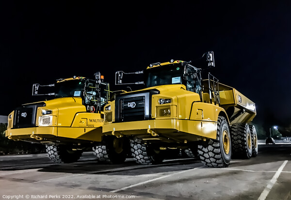 Caterpillar machines in the night Picture Board by Richard Perks
