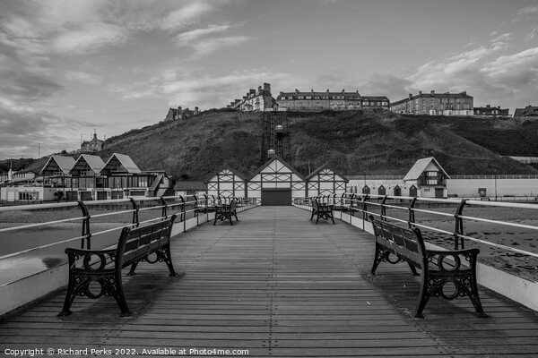 Saltburn by the Sea in Monochrome Picture Board by Richard Perks