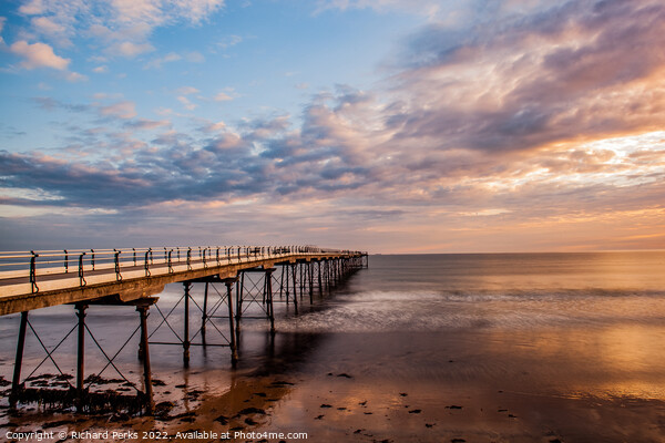 Saltburn by the sea golden hour Picture Board by Richard Perks