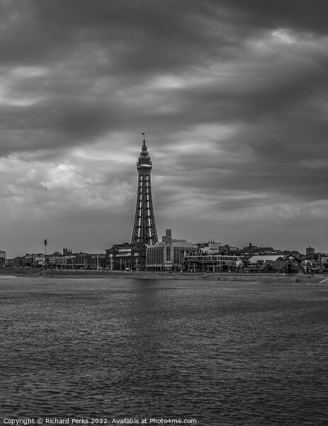 Blackpool Tower -Monochrome Picture Board by Richard Perks
