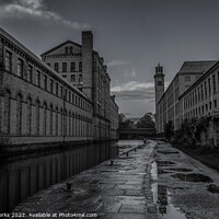 Buy canvas prints of Salts Mill in reflection by Richard Perks