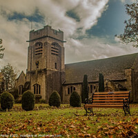 Buy canvas prints of Autumn leaves the church by Richard Perks