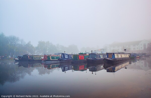 Foggy morning on the Leeds Liverpool canal Picture Board by Richard Perks