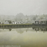 Buy canvas prints of Canal barges in the Autumn mists by Richard Perks