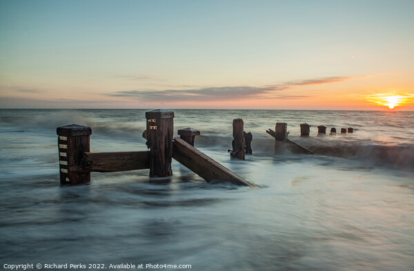 Spurn Point Sunrise Picture Board by Richard Perks
