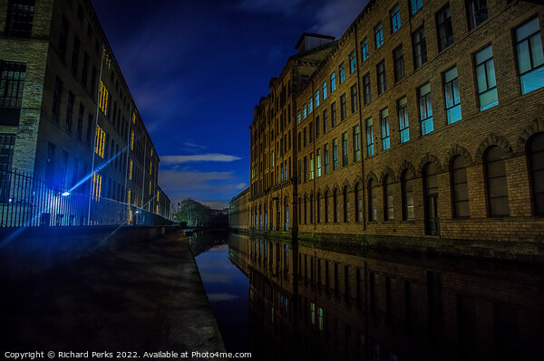 Twilight Reflections at Salts Mill Picture Board by Richard Perks