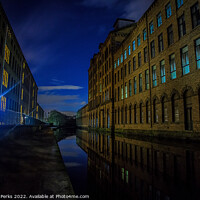 Buy canvas prints of Twilight Reflections at Salts Mill by Richard Perks