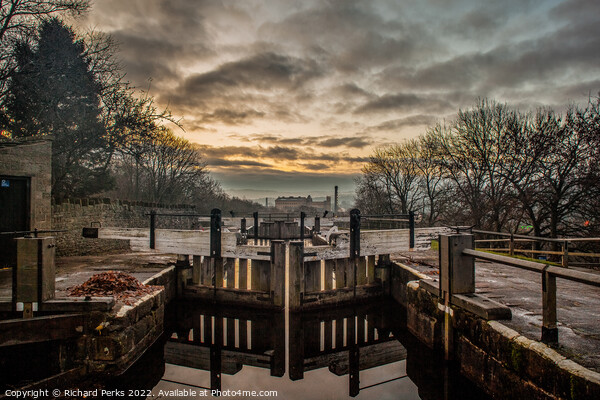 Frosty Mornings at the Bingley Five Rise Lock Picture Board by Richard Perks