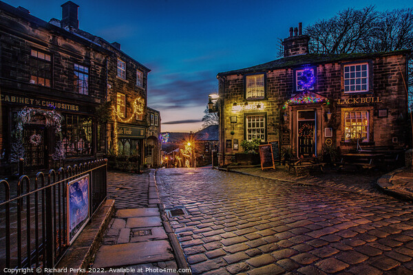 Christmas at Haworth Main Street Picture Board by Richard Perks