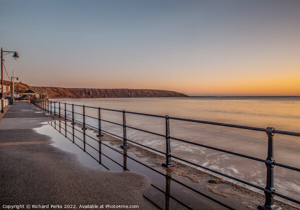 Filey Brigg Sunrise Reflection Picture Board by Richard Perks
