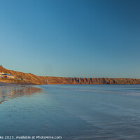 Buy canvas prints of Blue sea and Filey Brigg by Richard Perks