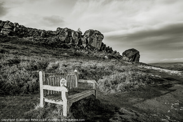 Ilkley Moor Black and White Picture Board by Richard Perks