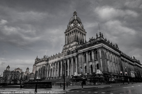 Leeds Town Hall  - Black and White  Picture Board by Richard Perks