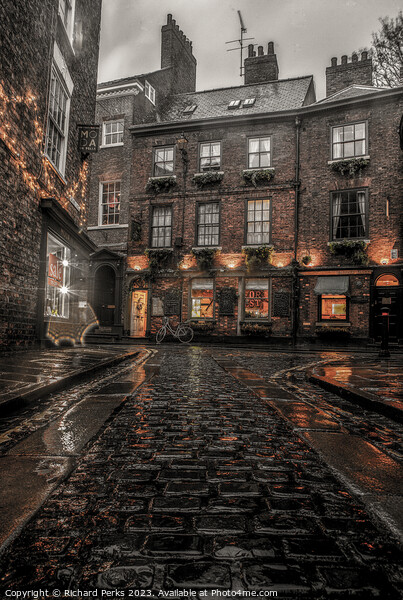 York street cobbles in the rain Picture Board by Richard Perks
