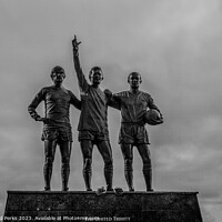 Buy canvas prints of Bobby Charlton, Denis Law George Best -outside Old by Richard Perks