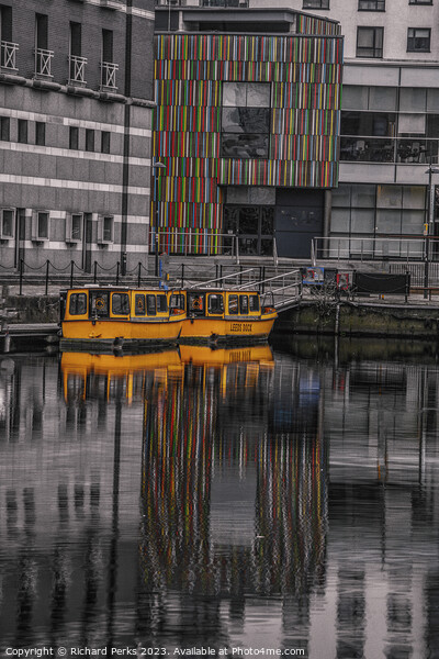 Leeds Taxi Boats Reflections Picture Board by Richard Perks