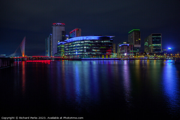 Salford Quays Night times Picture Board by Richard Perks