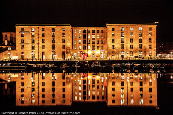 Albert Dock -Atlantic Dock Liverpool at Night Picture Board by Richard Perks