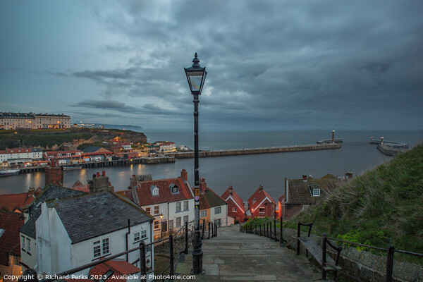 Storm clouds over Whitby 199 Steps Picture Board by Richard Perks