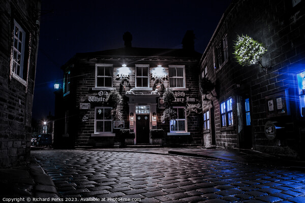 Cold Winter Night In Haworth Picture Board by Richard Perks