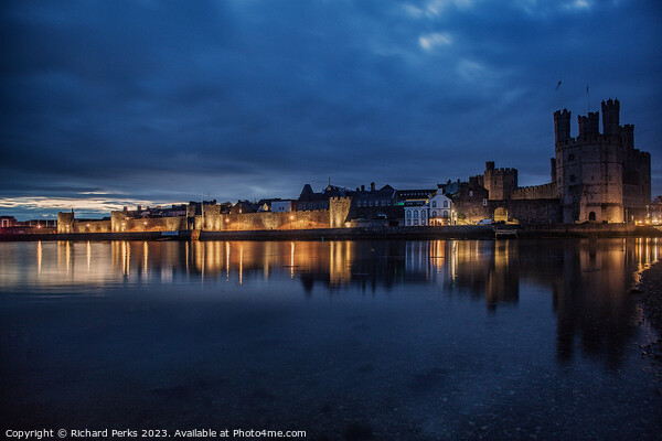 First Light at Caernarfon Castle Picture Board by Richard Perks