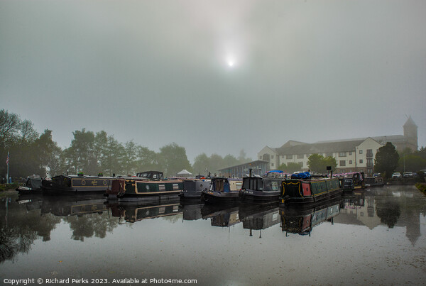 Misty morning on the Leeds - Liverpool canal Picture Board by Richard Perks
