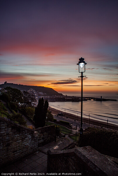Portrait of Scarborough Sunrise Picture Board by Richard Perks