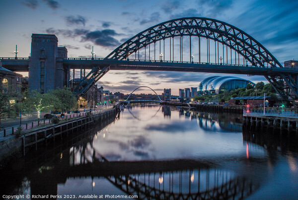 First Light over the Tyne Picture Board by Richard Perks