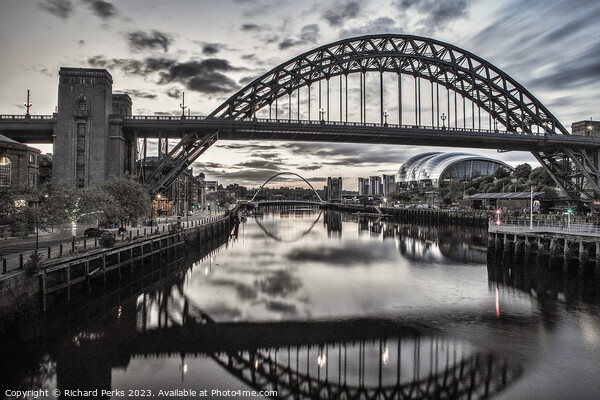 Tyne Bridge Monochrome Picture Board by Richard Perks