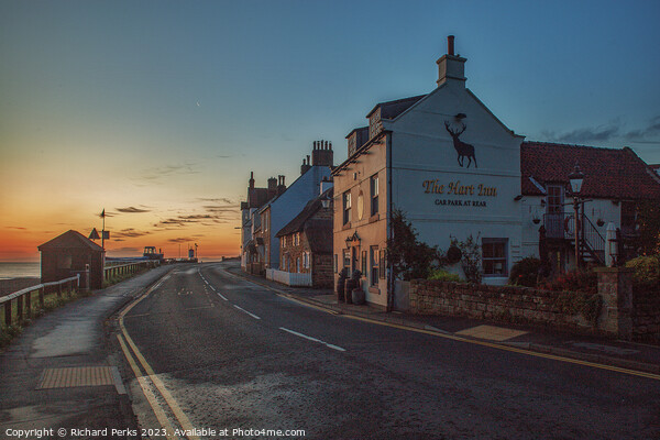 The Hart Inn, Sandsend Dawn Picture Board by Richard Perks